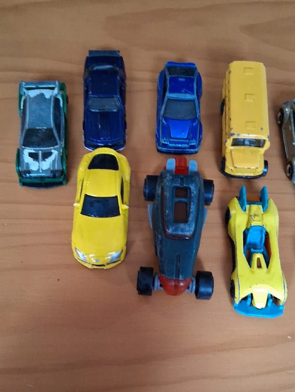 Toy Car Set - Mixed Yellow, Blue, Green, White, Gray
